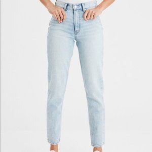 American Eagle Light Wash Bleached Denim Mom Jeans